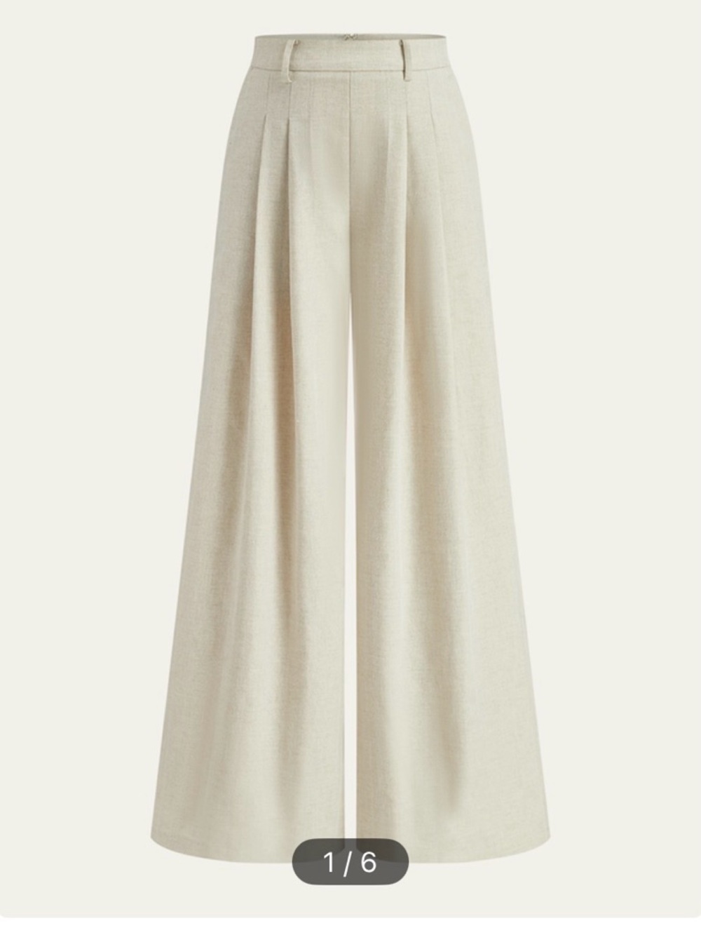 Commense High-Rise Wide-Leg Pleated Cream Trousers